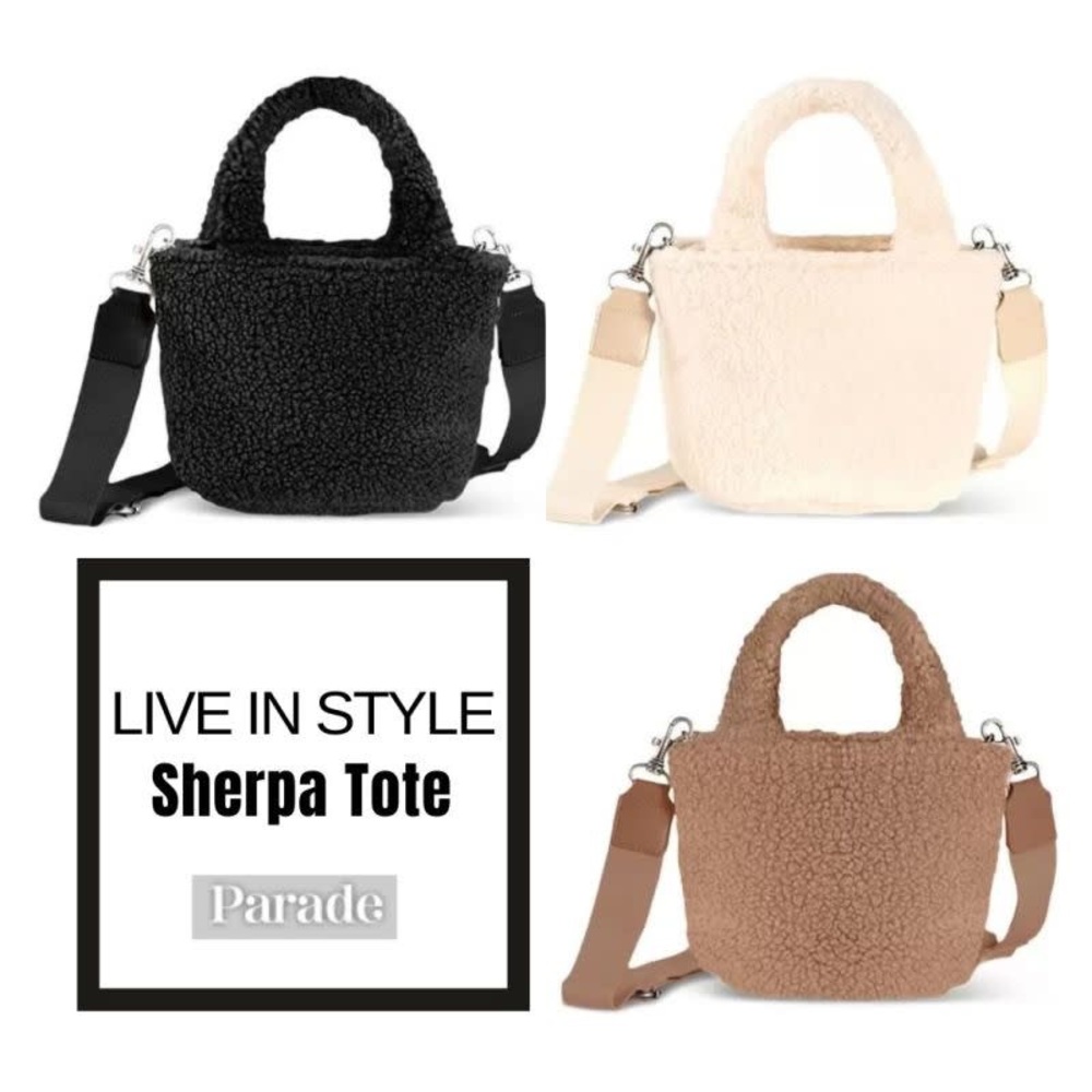 Black Sherpa Mini Crossbody Tote